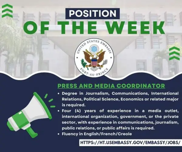 États-Unis/Diplomatie : L'Ambassade américaine recrute un coordonnateur presse et médias
